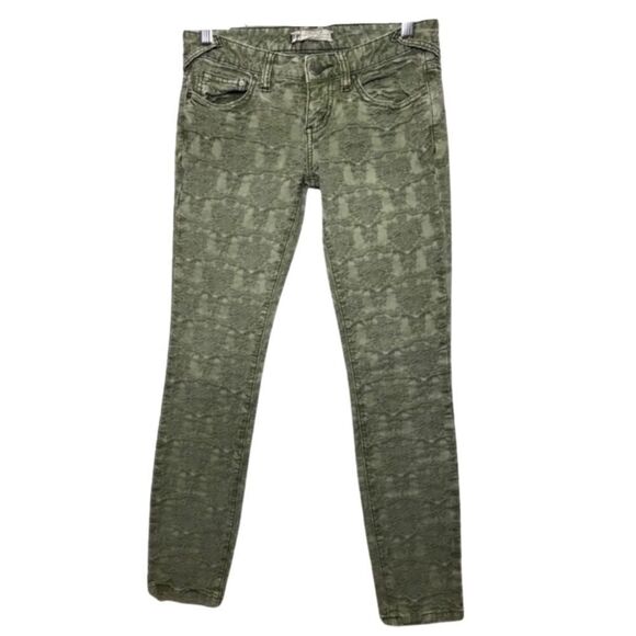 FREE PEOPLE Jacquard Skinny Jeans in Olive Green - Picture 2 of 15